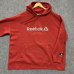 Reebok Hoodie Mens XXL Red with Silver Embroidery Logo on Chest